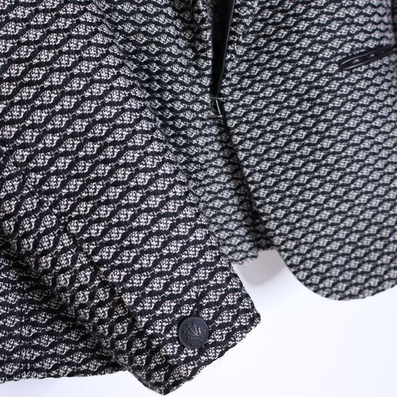 RAG & BONE Lorimer Jacquared Tuxedo Blazer Black Leather and Tweed Women's 8 - Picture 6 of 11